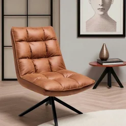 KERALA Fauteuils Vintage|Fauteuil pivotant camel - confort salon