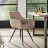 GALWAY Univers Déco·Design Contemporain|Chaises Avec Accoudoirs|Fauteuil pivotant de salle à manger en bouclette sable (lot de 2)