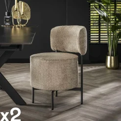 GALWAY Univers Déco·Design Contemporain|Chaises Contemporaines|Fauteuil pivotant rond en bouclette grise (lot de 2)