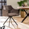 Melbourne Meubles De Cuisine·Chaises|Fauteuils En Tissu|Fauteuil pivotant velours gris pied étoile (lot de 2)