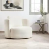 LUCCA Fauteuils En Tissu|Fauteuil rond blanc crème - tissu bouclette