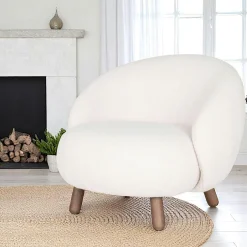 BERLIN Fauteuils En Tissu|Fauteuil rond contemporain en peau de mouton synthétique