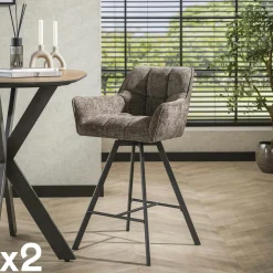 DIKA Fauteuils En Tissu|Fauteuil Teck assise tissu coton motifs géométriques façon nids d'abeilles 61x63x81cm