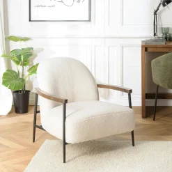 TIM Fauteuils En Tissu|Chaises Bouclettes|Fauteuil tissu bouclette blanc écru