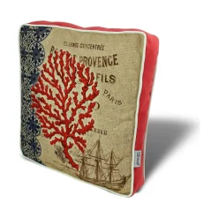 IZMIR Textile·Galettes De Chaise|Galette de chaise vintage – corail rouge