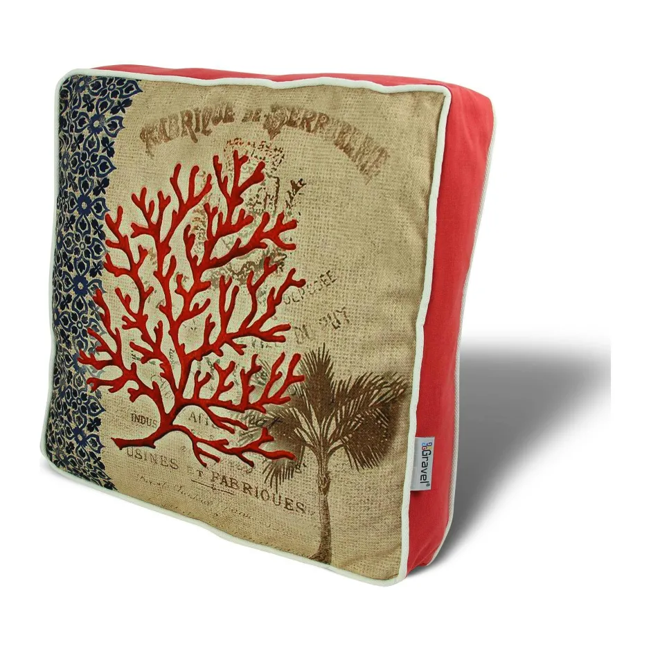 IZMIR Textile·Galettes De Chaise|Galette de chaise vintage – corail rouge