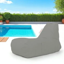 ARTA Coussins / Poufs De Jardin|Grand pouf extérieur imperméable gris - avec poches
