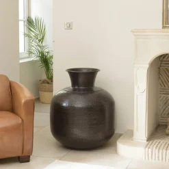 NADOR Vases|Grand vase rond couleur cuivre/noir effet vieilli H73,5 cm
