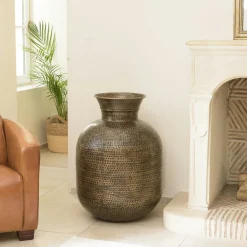NADOR Vases|Grand vase rond couleur laiton/noir effet antique H78 cm