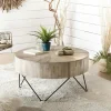 Jaipur Tables Basses Rondes|Grande table basse teck forme ronde D90