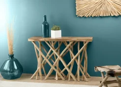 Jaipur Tables Basses Rondes|Grande table basse teck forme ronde D90