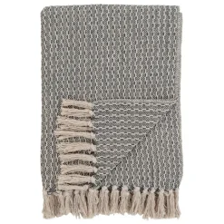 FALLON Textile·Plaids / Jetés|Jeté de canapé gris à losanges - franges, 130x160 cm