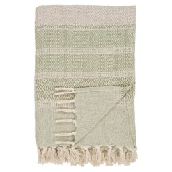 FALLON Textile·Plaids / Jetés|Jeté de canapé vert sauge et rose, 130x180 cm