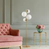 SIERRE Lampadaires|Lampadaire art déco doré, 4 globes verre dépoli