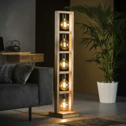 Lucknow Lampadaires|Lampadaire contemporain échelle bois 5 lampes