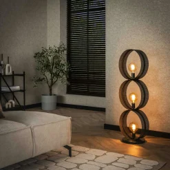 RALF Lampadaires|Lampes À Poser·Lampe Style Industriel|Lampadaire design 4 anneaux en métal perforé