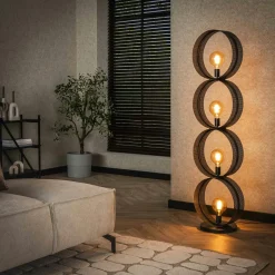 RALF Lampadaires|Lampes À Poser·Lampe Style Industriel|Lampadaire design 3 anneaux en métal perforé
