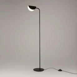 LENORE Lampadaires|Lampadaire design noir - abat jour plié, interrupteur