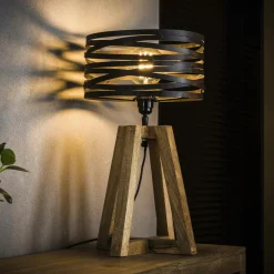Lampadaires|Lampadaire moderne effet ruban pieds bois naturel RALF