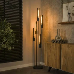 RALF Lampadaires|Lampes À Poser·Lampe Style Industriel|Lampadaire noir avec 5 abat-jour forme tube