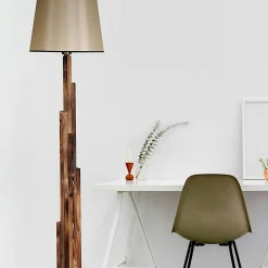 ANZIO Lampadaires|Lampadaire salon en bois sculpté abat-jour beige