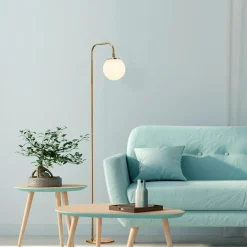 SIERRE Lampadaires|Lampadaire vintage sur tige, 1 globe verre dépoli