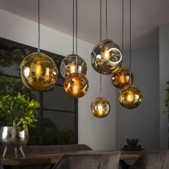 Niagara Lampes À Poser·Lampe Style Industriel|Lampe à poser avec cadre 2 abat-jour en verre déformé
