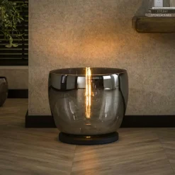 Niagara Lampadaires|Lampe de salon moderne avec vasque en verre ambré 27 cm