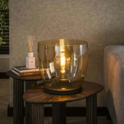 Niagara Lampadaires|Lampe de salon moderne avec vasque en verre ambré 27 cm