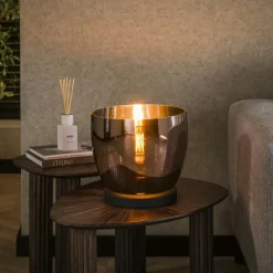 Niagara Lampadaires|Lampe de salon moderne avec vasque en verre ambré 27 cm