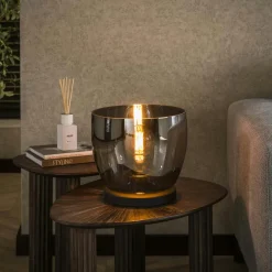Niagara Lampadaires|Lampe de salon moderne avec vasque en verre ambré 27 cm
