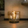Niagara Lampadaires|Lampe de salon moderne avec vasque en verre ambré 41 cm