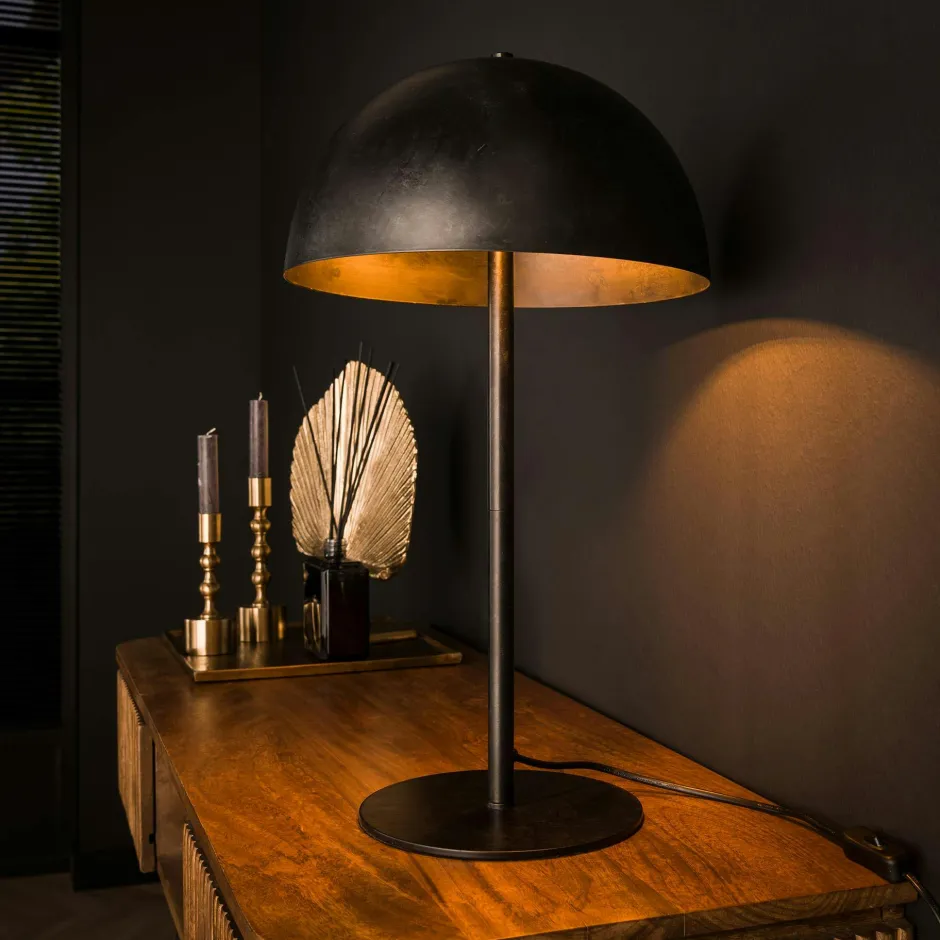 RALF Lampes À Poser·Lampe Style Industriel|Lampe vintage avec abat-jour métal couleur charbon