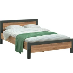 FERSCOTT 2 Lits Industriels|Lits 2 Places|Lit 2 personnes en bois de chêne et métal 160 cm