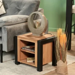 FERSCOTT 2 Lits Industriels|Lits 2 Places|Lit 2 personnes en bois de chêne et métal 160 cm