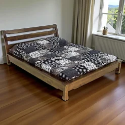 Maori Lits 2 Places|Lit 2 places façon futon Hévéa pour couchage 140x190 214x157x80cm