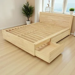 Baltic Lits Scandinaves|Lits 2 Places|Lit 2 places Hévéa avec 6 tiroirs pour couchage 180x200 188x205x80cm