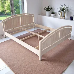 Maori Lits 2 Places|Lit 2 places Hévéa pour couchage 140x190, tête et pied de lit arrondis 150x200x81cm TRADITION