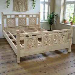 Maori Lits 2 Places|Lit 2 places Hévéa pour couchage 160x200cm motifs tressés 213x173x95cm TRADITION