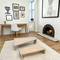 Olga Bouts De Canapé En Bois|Lot de 2 tables basses / d'appoint Hévéa asymétriques 99x48x27cm