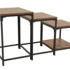 Loft / Loft Colors Sellettes En Métal|Tables D'Appoint En Métal|Lot de 3 Tables Gigognes / Sellettes en Hévéa recyclé naturel et métal 55x45x70cm LOFT