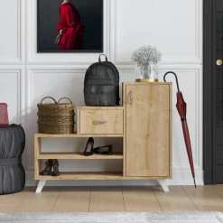 MARFA Meubles D'Entrée·Vestiaires|Meubles D'Entrée·Vestiaires / Meubles À Chaussures|Meuble à chaussures design effet bois, forme escalier