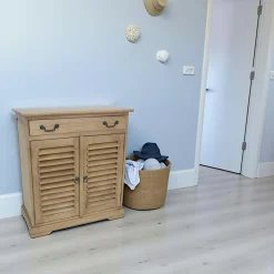 Maori Meubles D'Entrée·Vestiaires|Meubles D'Entrée·Vestiaires / Meubles À Chaussures|Meuble à chaussures Hévéa 2 portes persiennes, 1 tiroir 80x40x88cm