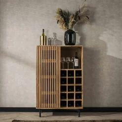 Docker Meubles D'Entrée·Vestiaires|Meubles D'Entrée·Vestiaires / Meubles À Chaussures|Meuble à chaussures hévéa recyclé naturel et métal noirci 7 tiroirs 65X40X150cm