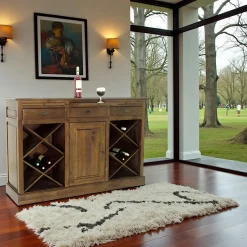 Tradition Meubles De Salle À Manger·Meubles Bar|Meuble bar avec casier à bouteilles hévéa 149cm