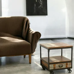 Loft / Loft Colors Chiffonnier Industriel|Meuble de Rangement à roulettes 9 tiroirs en Hévéa recyclé coloré et métal 76x35x83cm LOFT COLORS