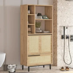 JENA Meubles De Salle De Bains·Rangement Salle De Bains|Meuble salle de bains moderne effet bois - 3 portes