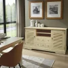 Maori Buffets En Bois|Buffets En Bois|Meuble TV / Buffet Hévéa 2 portes persiennes, 6 tiroirs, 2 niches 150x44x80cm