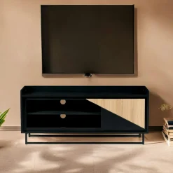 ANINA Meubles Tv En Bois|Meuble TV 1 porte bois noir et blanc