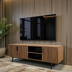 FANO Meubles Tv En Bois|Meuble TV 3 portes 2 niches teck recyclé